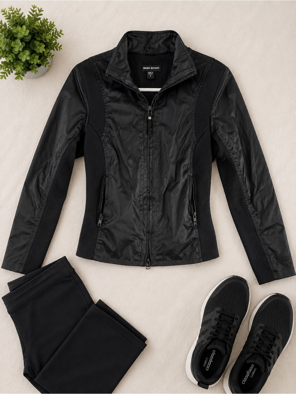 bebe Black Zip-Up Utility Jacket